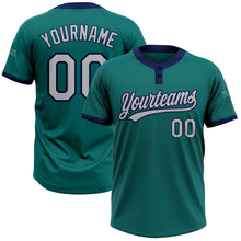 Load image into Gallery viewer, Custom Teal Gray-Navy Two-Button Unisex Softball Jersey