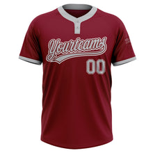 Load image into Gallery viewer, Custom Crimson Gray-White Two-Button Unisex Softball Jersey

