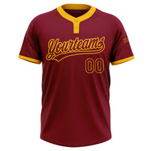 Загрузить изображение в средство просмотра галереи, Custom Crimson Crimson-Gold Two-Button Unisex Softball Jersey