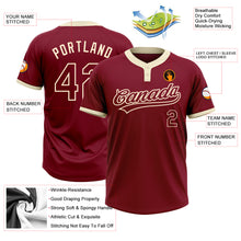 Load image into Gallery viewer, Custom Crimson Crimson-Cream Two-Button Unisex Softball Jersey