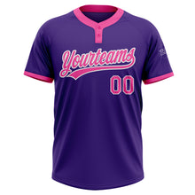Charger l'image dans la galerie, Custom Purple Pink-White Two-Button Unisex Softball Jersey