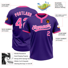 Charger l'image dans la galerie, Custom Purple Pink-White Two-Button Unisex Softball Jersey