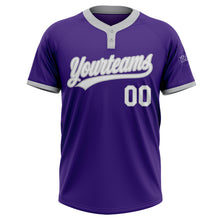 Charger l'image dans la galerie, Custom Purple White-Gray Two-Button Unisex Softball Jersey
