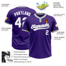 Charger l'image dans la galerie, Custom Purple White-Gray Two-Button Unisex Softball Jersey