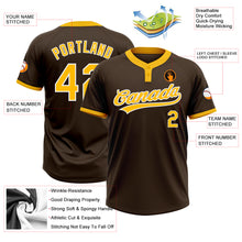 Laden Sie das Bild in den Galerie-Viewer, Custom Brown Gold-White Two-Button Unisex Softball Jersey