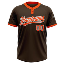 Load image into Gallery viewer, Custom Brown Orange-White Two-Button Unisex Softball Jersey
