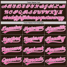 Laden Sie das Bild in den Galerie-Viewer, Custom Brown Pink-White Two-Button Unisex Softball Jersey