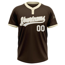 Load image into Gallery viewer, Custom Brown White-Cream Two-Button Unisex Softball Jersey
