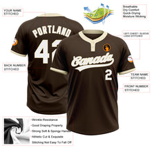 Load image into Gallery viewer, Custom Brown White-Cream Two-Button Unisex Softball Jersey
