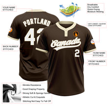 Laden Sie das Bild in den Galerie-Viewer, Custom Brown White-Cream Two-Button Unisex Softball Jersey