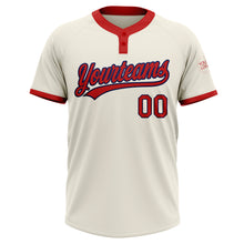 Загрузить изображение в средство просмотра галереи, Custom Cream Red-Navy Two-Button Unisex Softball Jersey
