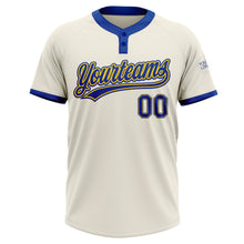 Загрузить изображение в средство просмотра галереи, Custom Cream Royal-Gold Two-Button Unisex Softball Jersey
