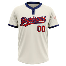 Загрузить изображение в средство просмотра галереи, Custom Cream Red-Navy Two-Button Unisex Softball Jersey