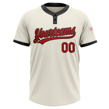Загрузить изображение в средство просмотра галереи, Custom Cream Red-Black Two-Button Unisex Softball Jersey