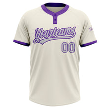 Загрузить изображение в средство просмотра галереи, Custom Cream Gray-Purple Two-Button Unisex Softball Jersey