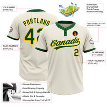 Load image into Gallery viewer, Custom Cream Green-Gold Two-Button Unisex Softball Jersey
