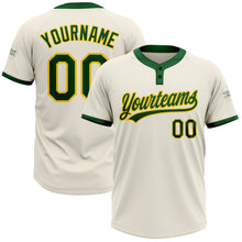 Load image into Gallery viewer, Custom Cream Green-Gold Two-Button Unisex Softball Jersey