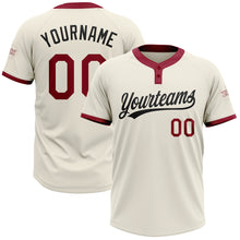 Загрузить изображение в средство просмотра галереи, Custom Cream Crimson-Black Two-Button Unisex Softball Jersey