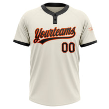 Загрузить изображение в средство просмотра галереи, Custom Cream Black-Orange Two-Button Unisex Softball Jersey