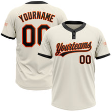 Загрузить изображение в средство просмотра галереи, Custom Cream Black-Orange Two-Button Unisex Softball Jersey