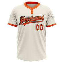 Загрузить изображение в средство просмотра галереи, Custom Cream Orange-Black Two-Button Unisex Softball Jersey