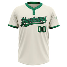 Загрузить изображение в средство просмотра галереи, Custom Cream Kelly Green-Black Two-Button Unisex Softball Jersey