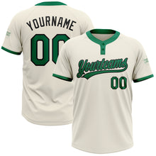 Загрузить изображение в средство просмотра галереи, Custom Cream Kelly Green-Black Two-Button Unisex Softball Jersey