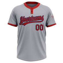 Загрузить изображение в средство просмотра галереи, Custom Gray Red-Navy Two-Button Unisex Softball Jersey