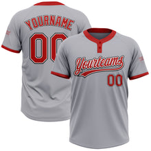 Load image into Gallery viewer, Custom Gray Red-Black Two-Button Unisex Softball Jersey