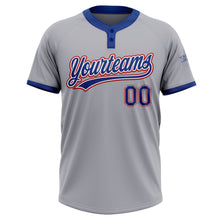 Загрузить изображение в средство просмотра галереи, Custom Gray Royal-Red Two-Button Unisex Softball Jersey
