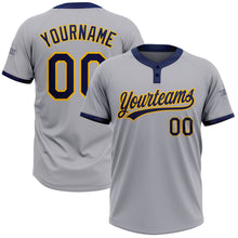 Загрузить изображение в средство просмотра галереи, Custom Gray Navy-Gold Two-Button Unisex Softball Jersey