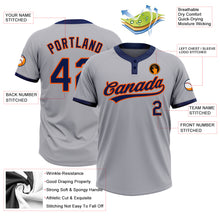 Load image into Gallery viewer, Custom Gray Navy-Orange Two-Button Unisex Softball Jersey
