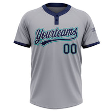Charger l'image dans la galerie, Custom Gray Navy-Teal Two-Button Unisex Softball Jersey