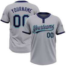Charger l'image dans la galerie, Custom Gray Navy-Teal Two-Button Unisex Softball Jersey