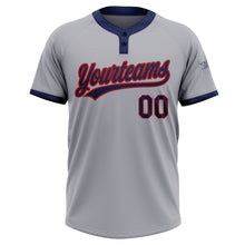 Загрузить изображение в средство просмотра галереи, Custom Gray Navy-Red Two-Button Unisex Softball Jersey