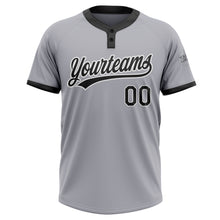Laden Sie das Bild in den Galerie-Viewer, Custom Gray Black-White Two-Button Unisex Softball Jersey