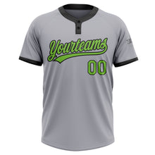 Laden Sie das Bild in den Galerie-Viewer, Custom Gray Neon Green-Black Two-Button Unisex Softball Jersey