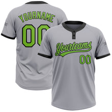 Laden Sie das Bild in den Galerie-Viewer, Custom Gray Neon Green-Black Two-Button Unisex Softball Jersey