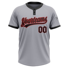 Laden Sie das Bild in den Galerie-Viewer, Custom Gray Black-Red Two-Button Unisex Softball Jersey