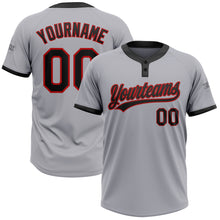 Laden Sie das Bild in den Galerie-Viewer, Custom Gray Black-Red Two-Button Unisex Softball Jersey