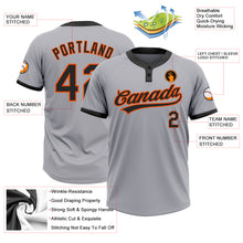 Laden Sie das Bild in den Galerie-Viewer, Custom Gray Black-Orange Two-Button Unisex Softball Jersey