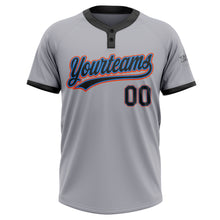 Laden Sie das Bild in den Galerie-Viewer, Custom Gray Black Powder Blue-Orange Two-Button Unisex Softball Jersey