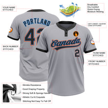 Laden Sie das Bild in den Galerie-Viewer, Custom Gray Black Powder Blue-Orange Two-Button Unisex Softball Jersey