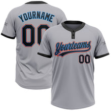 Laden Sie das Bild in den Galerie-Viewer, Custom Gray Black Powder Blue-Orange Two-Button Unisex Softball Jersey