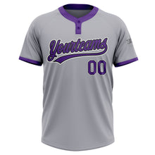 Laden Sie das Bild in den Galerie-Viewer, Custom Gray Purple-Black Two-Button Unisex Softball Jersey