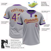 Загрузить изображение в средство просмотра галереи, Custom Gray Purple-Gold Two-Button Unisex Softball Jersey