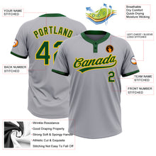 Laden Sie das Bild in den Galerie-Viewer, Custom Gray Green-Gold Two-Button Unisex Softball Jersey