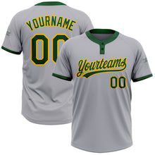 Laden Sie das Bild in den Galerie-Viewer, Custom Gray Green-Gold Two-Button Unisex Softball Jersey