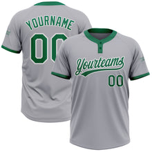 Laden Sie das Bild in den Galerie-Viewer, Custom Gray Kelly Green-White Two-Button Unisex Softball Jersey