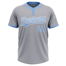 Laden Sie das Bild in den Galerie-Viewer, Custom Gray Light Blue-White Two-Button Unisex Softball Jersey